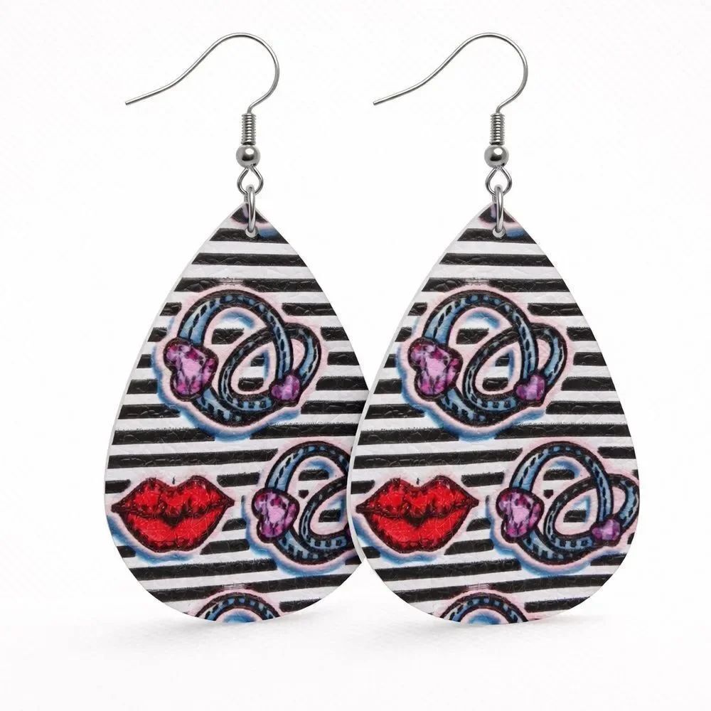 3For$20 Kiss and Rings Stylish Multicolor Teardrop EarringsNEW